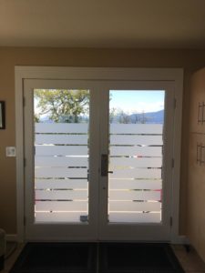 Luxury Window Tinting frosted window film, window panes with style, providing you with he privacy you need while still allowing the sunshine to radiate into your home. Victoria BC best window film.